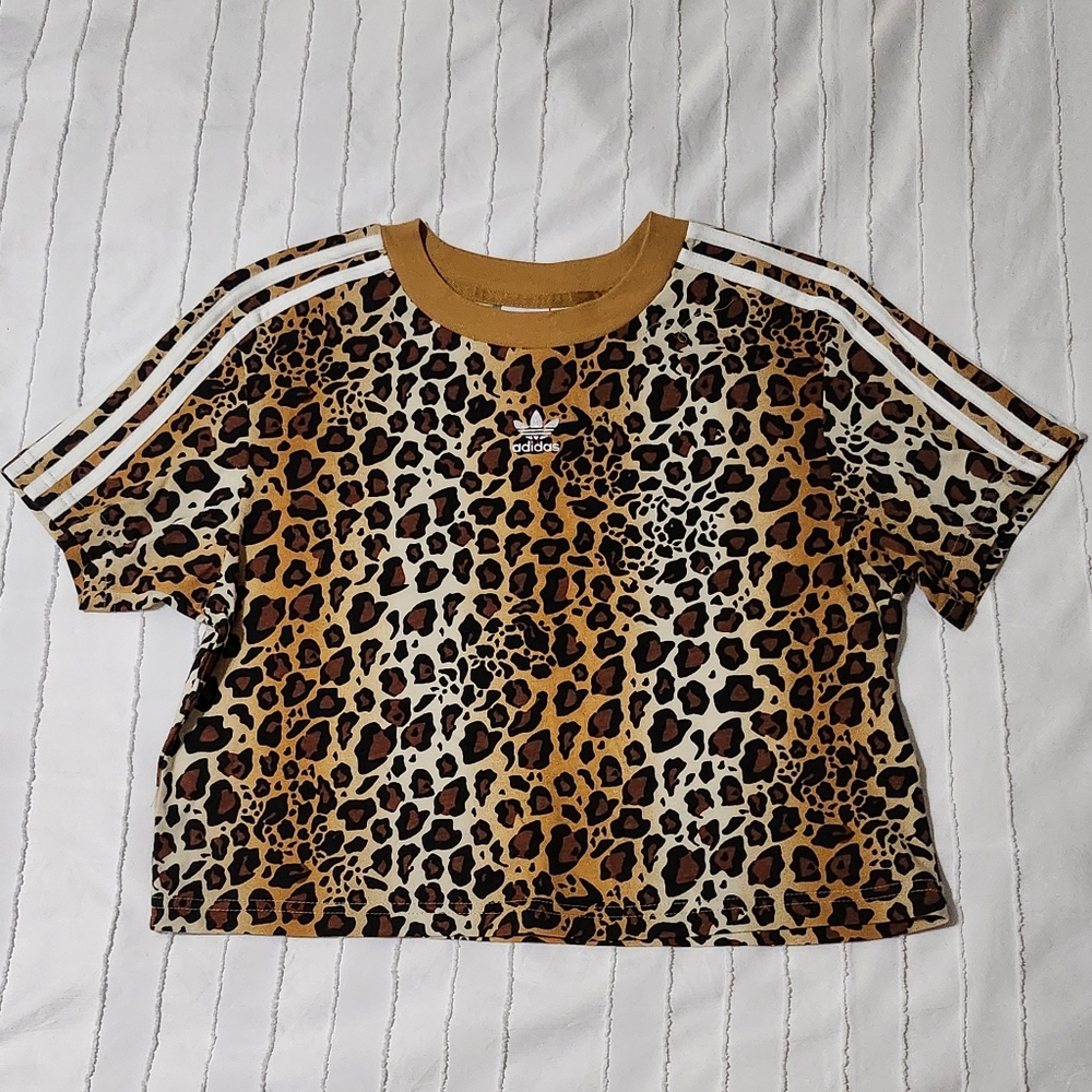 Adidas Originals Leopard Cropped T-Shirt